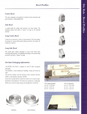 Bevel Profiles & Die Rule Packaging Information